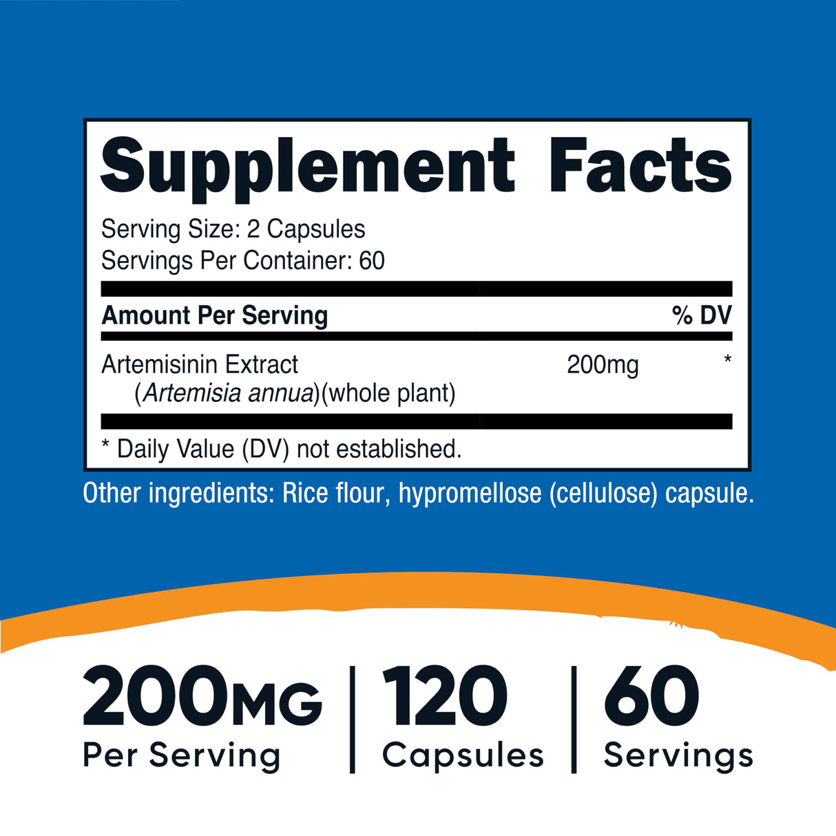Nutricost Artemisinin 200mg, 120 Vegetarian Capsules - Non-GMO, Gluten Free, 60 Servings