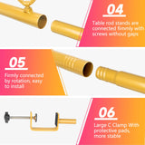 JEBUTU Over The Table Rod Stand with Clamps Adjustable 47"-98" Length 30"-43" Height Gold Table Arch Stand Hanging for Decoration Flowers Display Wedding Birthday Party Halloween Christmas