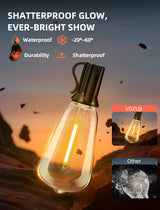 VOZUJI Outdoor Patio String Lights: 150Ft 45M Outside Waterproof Light - Remote Dimmable ST38 Shatterproof Bulb Connectable Hanging Outdoor Electric Lighting - Backyard Yard Gazebo Porch Party