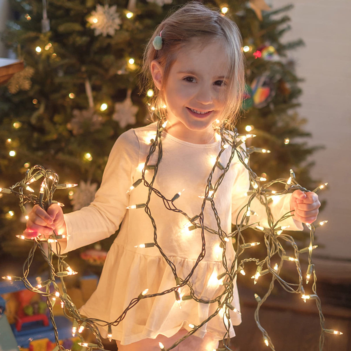 3 Sets Christmas Lights, 150 Count 33 FT Each Mini String Lights, Clear Green Wire Fairy Light, 120V UL Certified Connectable Xmas Tree Light for Holiday Patio Party Outdoor Decoration, Warm White