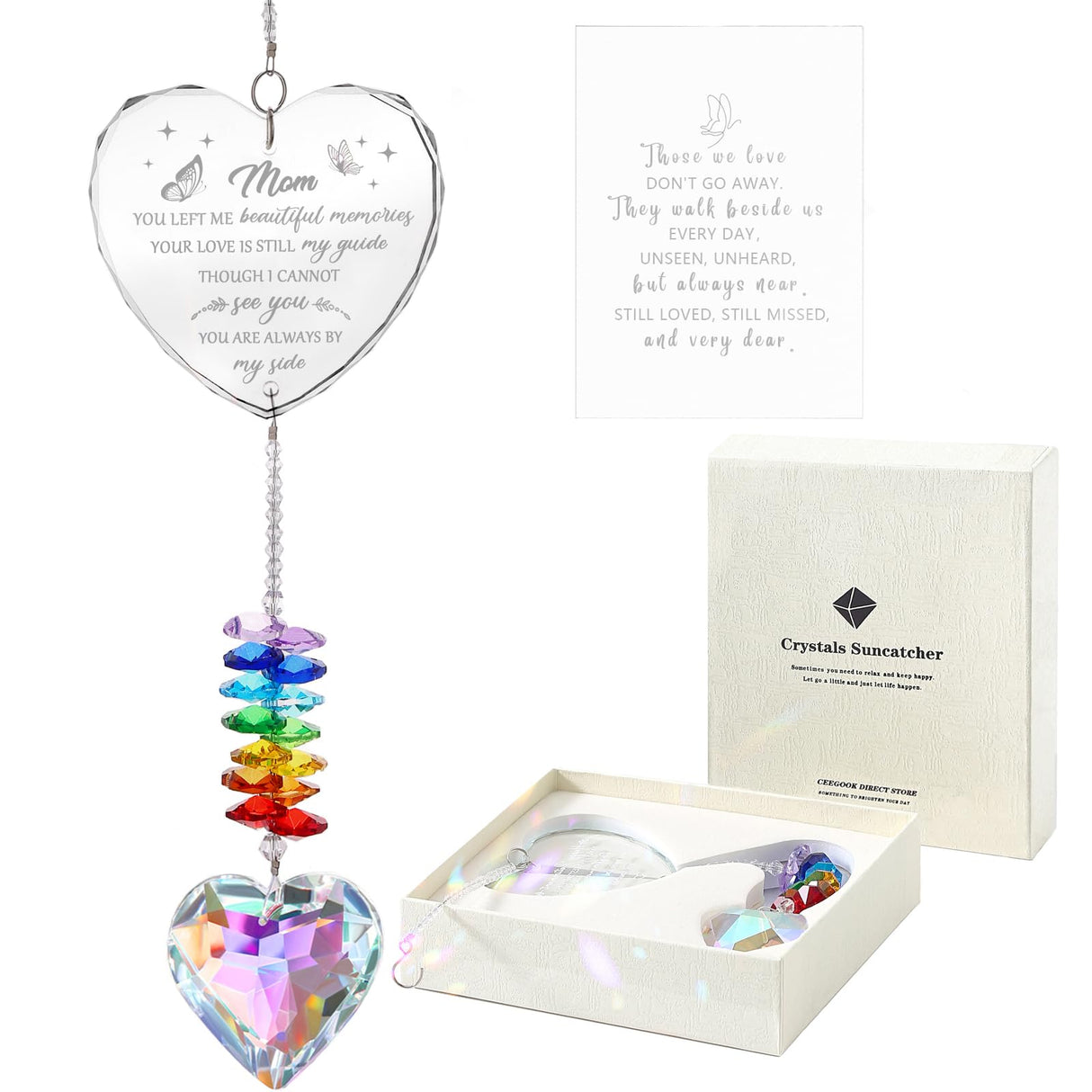 Sympathy Gifts for Loss of Mom, K9 Crystal Suncatcher Memorial Gifts for Loss of Mother, Condolence Bereavement Remembrance Gifts in Memory of Mom