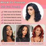 9x5 Glueless Wigs Human Hair Pre Plucked Pre Cut Bob Wig Human Hair 200% Density Body Wave Lace Front Wigs Human Hair HD Closure Wigs Short Bob Wigs for Black Women Wear and Go Glueless Wig 12 Inch