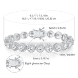 Gemsme Tennis Bracelet for Women 1 Row 18K White Gold Plated 5mm Round Cubic Zirconia Bracelets