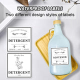 2 Pcs Glass Laundry Detergent Dispenser Bottle, Liquid Laundry Soap Dispenser for Laundry Room, 64oz Detergent Bleach Softener Dispenser for Farmhouse Decor, Includes Bamboo Pumps Tray Funnel Labels