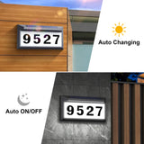 Solar Address Sign, Lighted Address Numbers Outdoor Waterproof, Illuminated LED Address Plaque, House Numbers for Outside, Grey