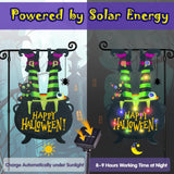 FLAGMESAGE Halloween Lighted Garden Flag, Witch Feet Yard Decor, 12x18 In