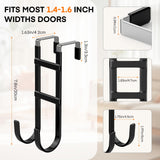 FYY Over The Door Hooks - 4 Pack Heavy Duty Dual-Hook Organizer Hanger with Non-Slip Rubber for Towels, Clothes, Hats & Bags Use in Bathroom, Bedroom, Kitchen - Fits Interior Doors Up to 1.6" Black