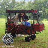 YEEDOIDO Mosquito Net for Wagon Universal, Bug Net Cover for Collapsible Beach Folding Utility Kids Grocery Push Pull Stroller Wagon Cart Accessories Attachment Foldable Sun Shade for Camping