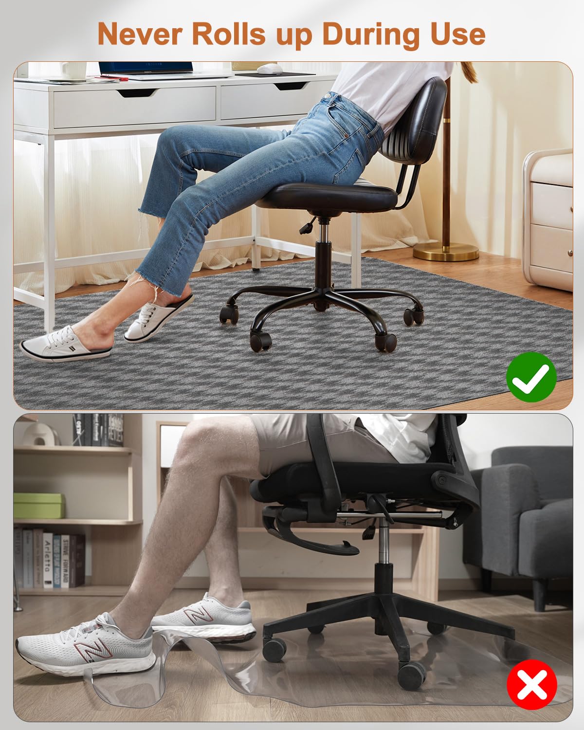 Blvornl Large Office Chair Mat for Hardwood Floor, Rolling Chair Mat for Hard Wood, Large Anti-Slip Hard Floor Protector, Heavy Duty Computer Desk Rug for Office and Home 50"*63" Dark Grey