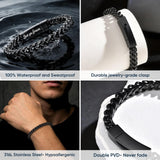 MEALGUET Black Chain Bracelets for Dad : To my Dad Stainless Steel Franco Chains Love you Forever Engraved Link Men's Bracelet to Daddy from Daughter Son, Sentimental Father's Day Birthday Gifts, M
