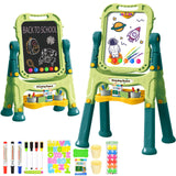 Amagoing Easel for Kids, Adjustable Standing Art Easel for Toddler, Double Magnetic Drawing Board with Painting Accessories, Birthday Christmas Gift for Little Boys and Girls, Middle Size (Green)