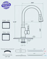 FORIOUS Kitchen Faucets with Pull Down Sprayer, Brushed Nickel, High Arc Single Handle Classic Stainless Steel Sink Faucet 1 or 3 Hole, Suitable for Farmhouse Camper Laundry Rv Bar