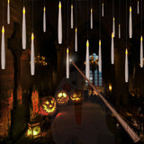 Leejec 20pcs Flameless Taper Floating Candles with Magic Wand Remote, Flickering Warm Light, Battery Operated 6.1" LED Electric Window Candle, Decor for Christmas, Wedding, Halloween, Birthday Party