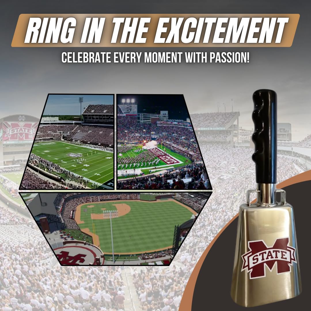 Chrome Plated Mississippi State 10-inch Cowbell with M-State Logo