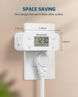 DEWENWILS 24 Hour Programmable Digital Timer Outlet, 2 Pack Timers for Electrical Outlets, Light Timer for Indoor Lamp Fan Aquarium, 1 Grounded Outlet, 125V/15A/1000W, 3 Prong, 1/2 HP,White