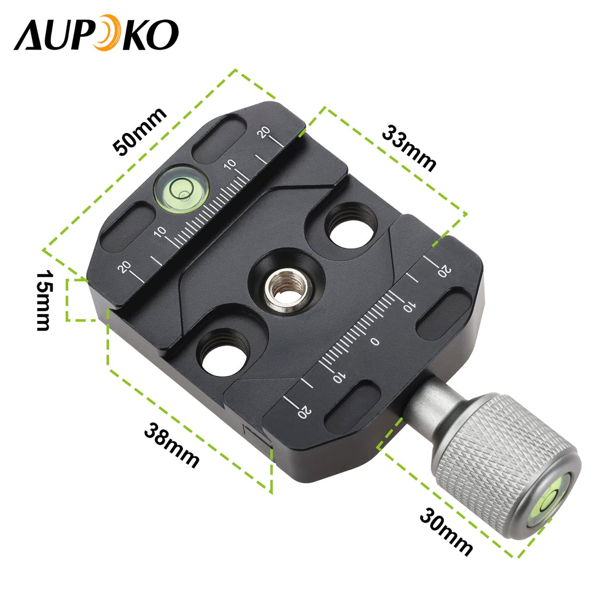 Aupoko QR-50N Plate Compatible with Arca Swiss, 50mm Universal Quick Release Plate Aluminum Alloy Clamp Adapter, 1/4" to 3/8" Compatible with Arca Swiss Ball Head