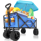 EchoSmile Wagons Carts Foldable Heavy Duty 350L Capacity for Camping, Blue