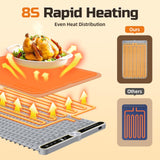 Warming Mat for Food, 24"x15" Food Warmer with 9-Temperature Adjustable, 1-6H Timer Electric Warming Tray Heat 6 Dishes, Child Lock, 8s Fast Heating, Foldable Food-Grade Silicone