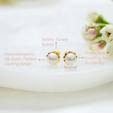 Cherished Moments Children's Pearl Scallop Earrings, 14K Gold-Plated