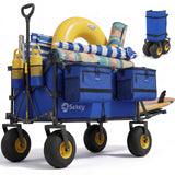 Sekey Heavy Duty Beach Wagon with 9" Big Sand-Proof Wheels, 300L Oversized Foldable Beach Cart with Cooler| Adjustable Handle & Balloon Tires for Sand, Camping,Vacation
