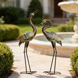 Shorayn Metal Heron Garden Statue Life-Size Crane Set Indoor Yard Decor Handmade Gift