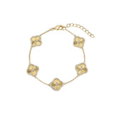Electric Picks Icon Bracelet for Women, 14k Gold Plated Clover Charm Chain Bracelet, Adjustable 6"–7.5", Stackable Everyday Jewelry, Minimalist Gold Bracelet Gift