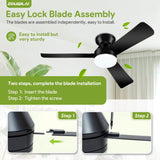 ZOUQILAI Ceiling Fans with Lights - 42 Inch Low Profile Ceiling Fan with Light and Remote, Reversible DC Motors, 3CCT Dimmable Timer Noiseless, Black Flush Mount Ceiling Fan for Bedroom/Living Room