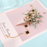 WSupikio 3PC Clover Bracelets Set 18k Gold Plated Lucky Clover Bracelet Women Adjustable Link Bracelets Cute Gold Jewelry (Gold)
