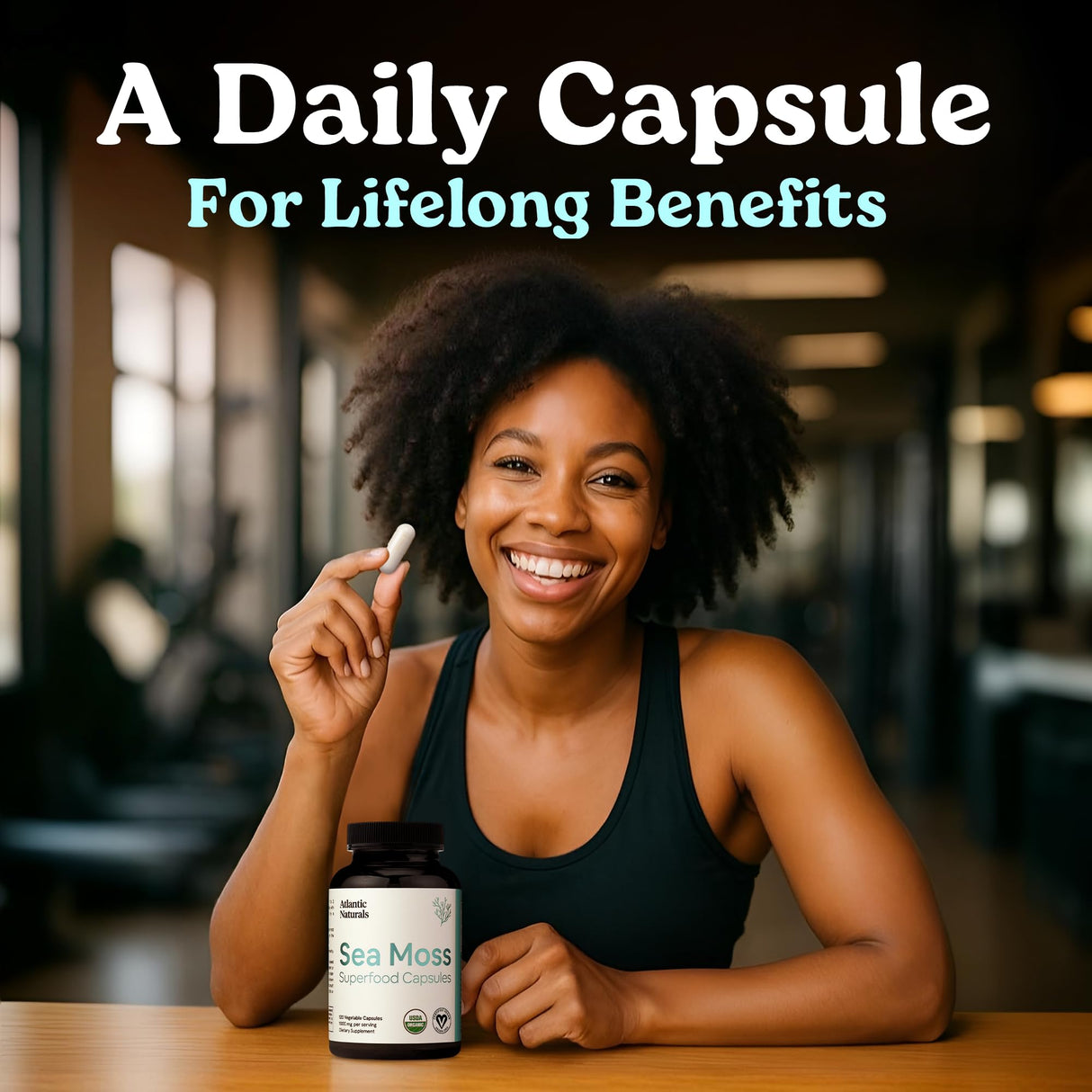 Atlantic Naturals Sea Moss Capsules with Moringa, Ashwagandha, Black Seed Oil, Ginger & Ginseng – Atlantic Sea Moss Supplements for Men and Women – for Daily Energy & Wellness Blend – 120 Count