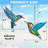 2 Packs Hummingbird Stained Glass Window,Real Handmade Stained Glass Window Hanging,Hummingbird Ornament,Suncatchers Decor for Women Mom Grandma Bird Lovers