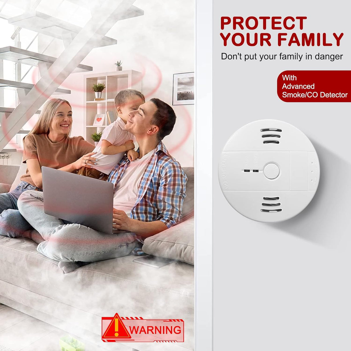 Combination Smoke and Carbon Monoxide Detector Alarm, Beeps Warning Smoke and CO Alarms for Basements Travel Home Office House Bedroom Living Room Car, Battery Operated,Comply with UL 217/2034, 1-Pack