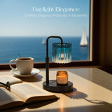 Candeldo Candle Warmer Lamp with Timer: Navy Blue Candle Warming Lamp with 2 Bulbs Height Adjustable Wax Melt Dimmable Bedroom Decor Christmas Gift for Women