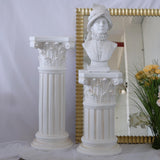 VISIBLE Decorative Roman Column Pedestal, Black Bronze, MGO Cement with Fiber, Classical Garden Pillar, Indoor Outdoor Decor (White, 33.5IN)