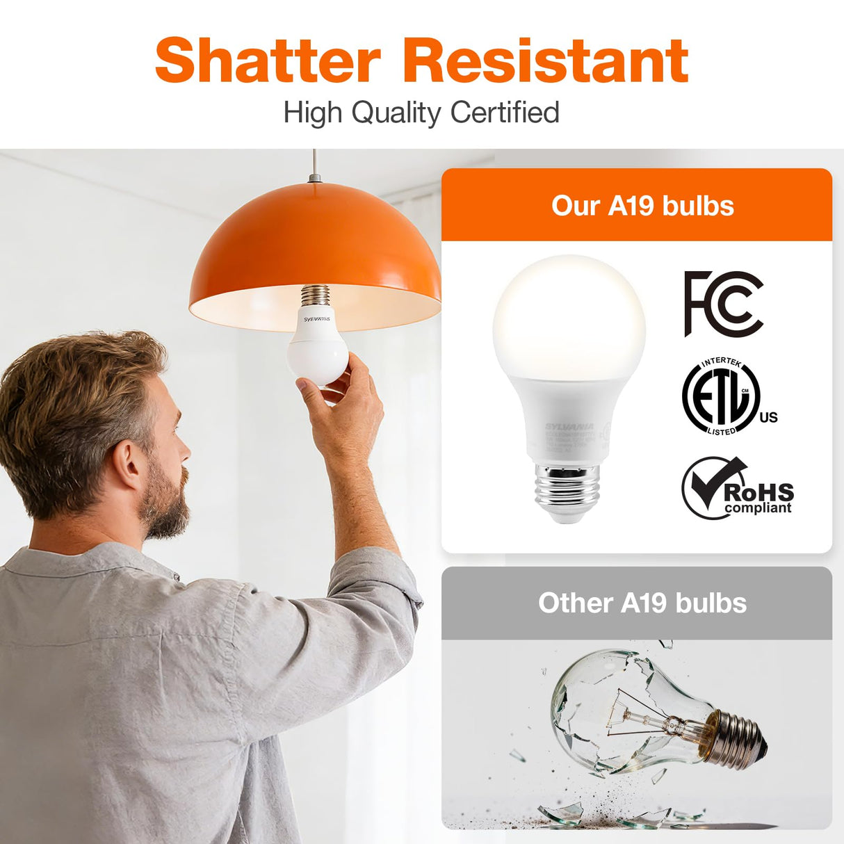 Sylvania ECO LED Light Bulb, A19 60W Equivalent, Efficient 9W, 7 Year, 750 Lumens, 2700K, Non-Dimmable, Frosted, Soft White - 8 Pack (40821)