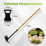60" Wood Handle Weed Puller Tool, 7-Tine Garden Hoe, Secure Fit, No Bending
