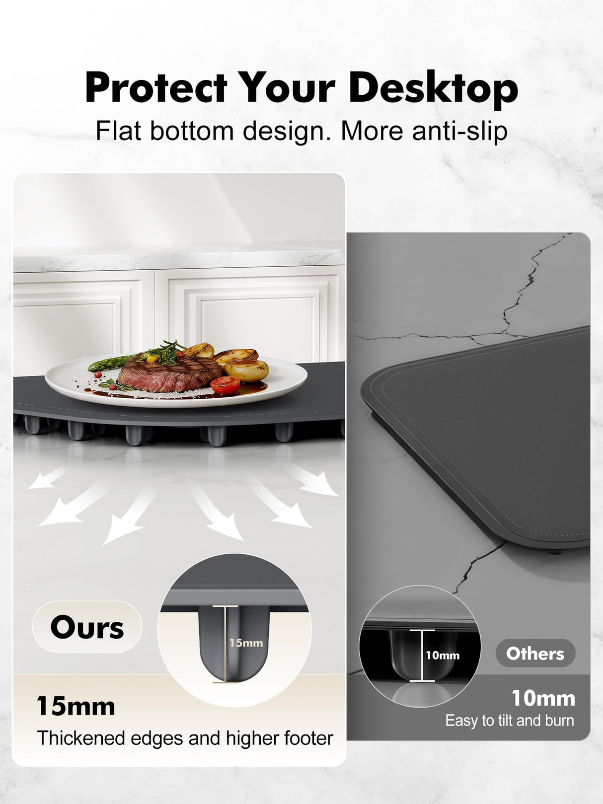 Food Warming Mat, Electric Food Warming Tray with 3 Adjustable Temperature, Fast Full Surface Heating Auto Shut-Off, Food Grade Silicone Food Warmer for Parties Buffet Countertop Home Travel (Gray)