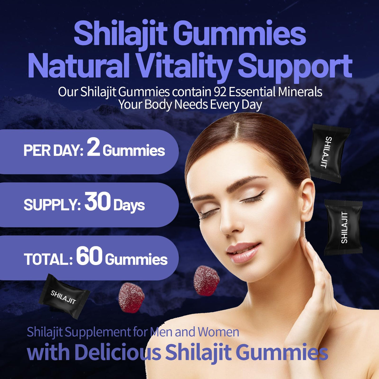 DR.THOMPS Shilajit Gummies, 60 Count, Natural Himalayan Supplement for Energy and Vitality