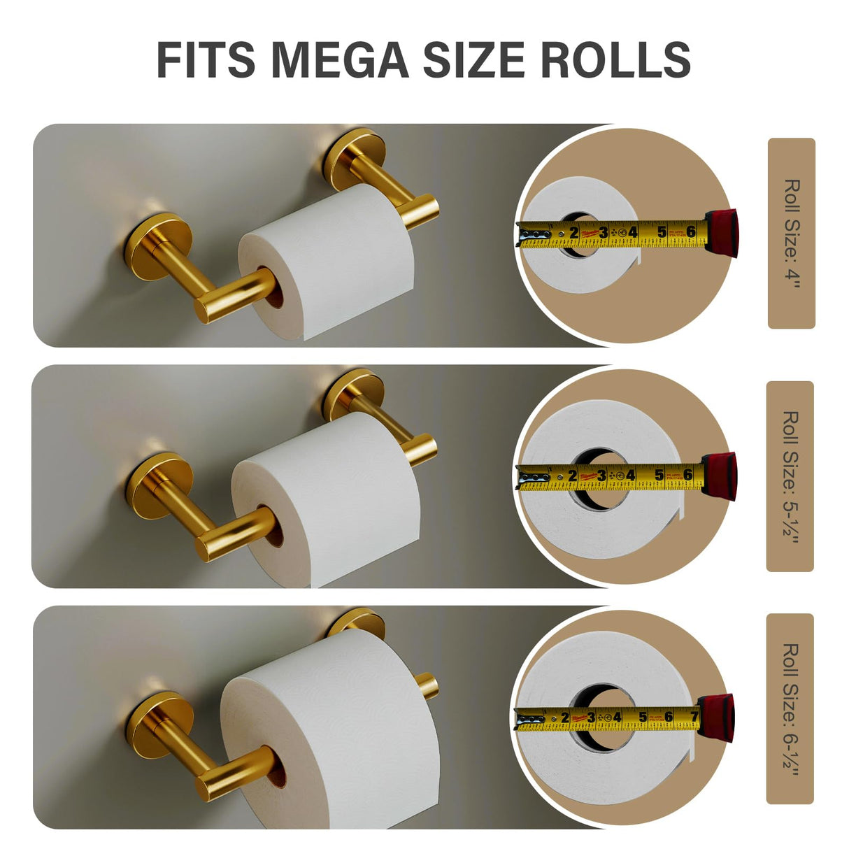 POKIM Toilet Paper Holder Matte Black and Gold, Metal Bathroom Rotating Paper Roll on Wall Mounted with Lock, SUS 304 Stainless Steel Mix Color Toilet TP Large Mega Roll Holder Classic