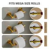 POKIM Toilet Paper Holder Matte Black and Gold, Metal Bathroom Rotating Paper Roll on Wall Mounted with Lock, SUS 304 Stainless Steel Mix Color Toilet TP Large Mega Roll Holder Classic