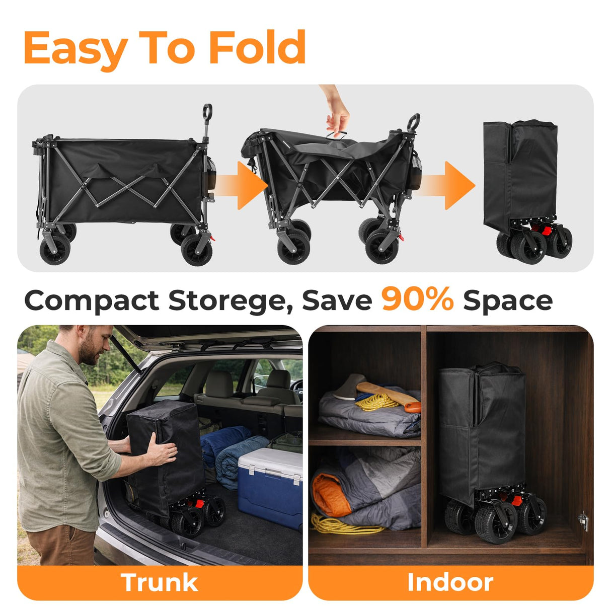 Holacamking 58" L Extender Collapsible Wagon, Extra Long with Tailgate