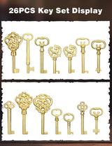 Mellbree Skeleton Key Set, 26-Key Universal Replacement Skeleton Keys Kit for Antique Dresser, Chinese Cabinet, Antique Furniture and Old Style Cabinets or Doors, Collectible Gift