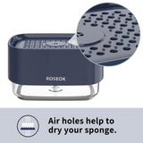 ROSEOK Dish Soap Dispenser with Sponge Holder, Countertop Soap Pump Dispenser for Sink Kitchen, Dish Cleaning, 17 Ounces, Navy Blue (Sponge Included)