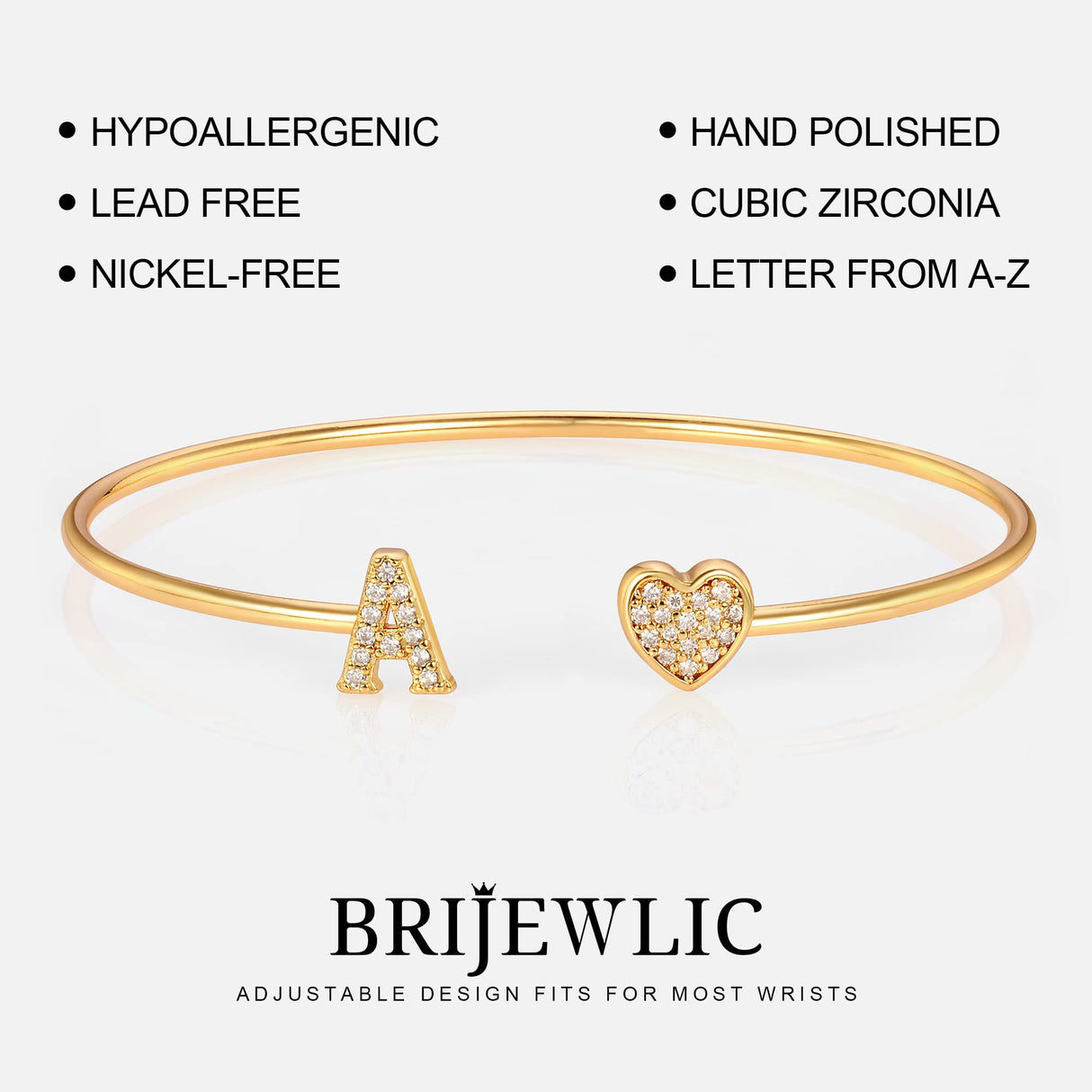 Gold Bangle Bracelets for Women Girls - 14K Gold Plated A Initial Bracelet for Women Gold Bracelets for Women Initial Bracelet for Girls Heart Gold Bangles for Women Bracelets for Teen Girls Gifts