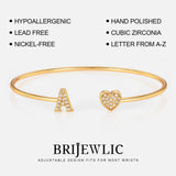 Gold Bangle Bracelets for Women Girls - 14K Gold Plated A Initial Bracelet for Women Gold Bracelets for Women Initial Bracelet for Girls Heart Gold Bangles for Women Bracelets for Teen Girls Gifts