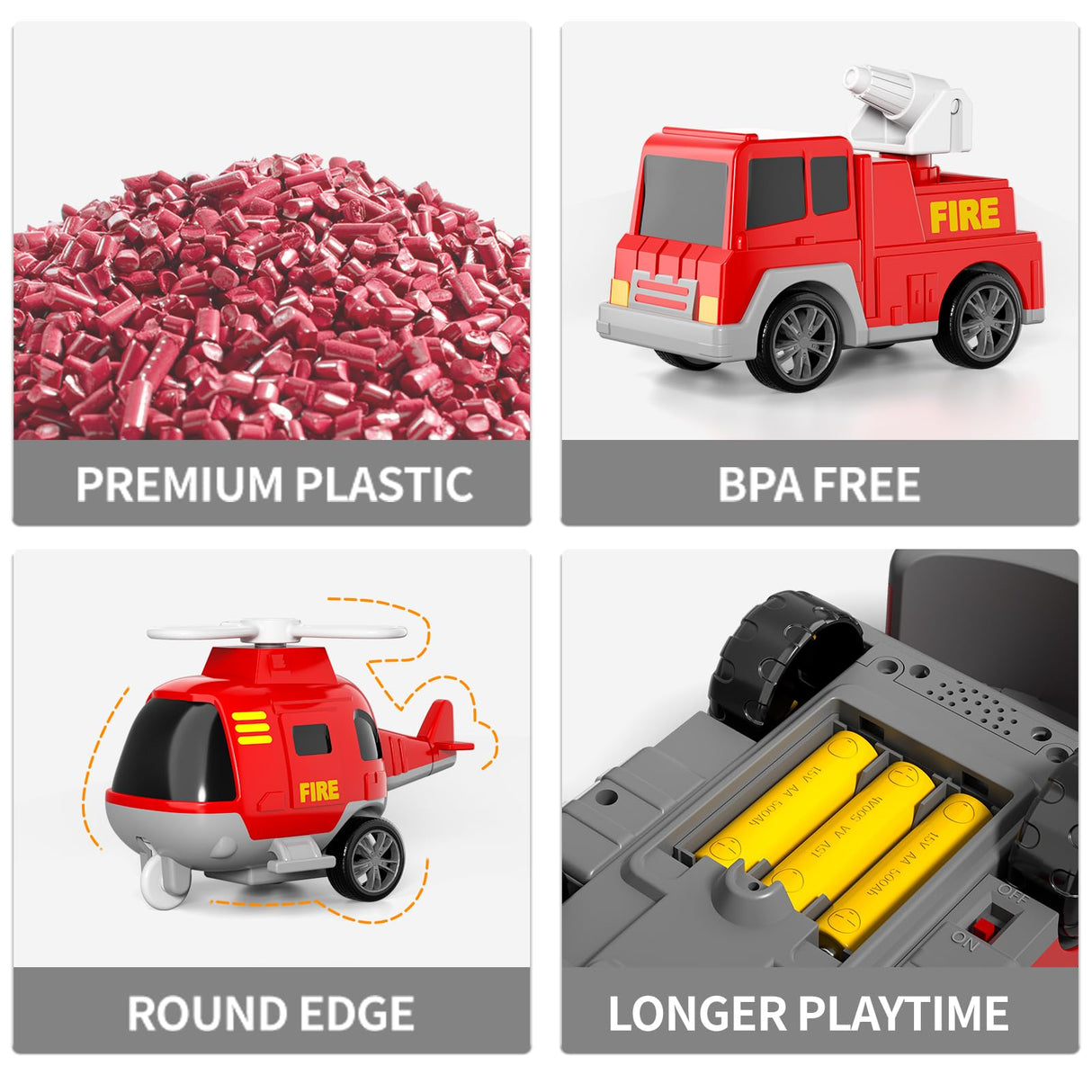 Bennol 5-in-1 Fire Trucks Toy Set for Boys Age 1-3 3-5, Fire Car Truck for Toddlers 1 2 3 4 5 6 Years Old, Christmas Birthday Gift Car Sets with Light Sound