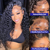 26Inch Deep Wave Lace Front Wigs Human Hair Glueless 13X6 deep Wave HD Lace Frontal Wigs 200% Density Brazilian Curly Human Hair Pre Plucked with Baby Hair Curly Lace Front Wig