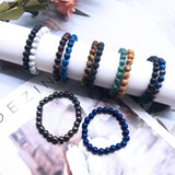 CASDAN 12PCS 8mm Semi-Precious Gemstones Beaded Bracelets for Men Women