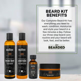 Live Bearded Complete Beard Grooming Kit - Wash, Conditioner, Butter and Oil - Made in the USA with All-Natural Ingredients - Mens Groom Set | 1880 Scent - Bourbon, Bitters, Citrus