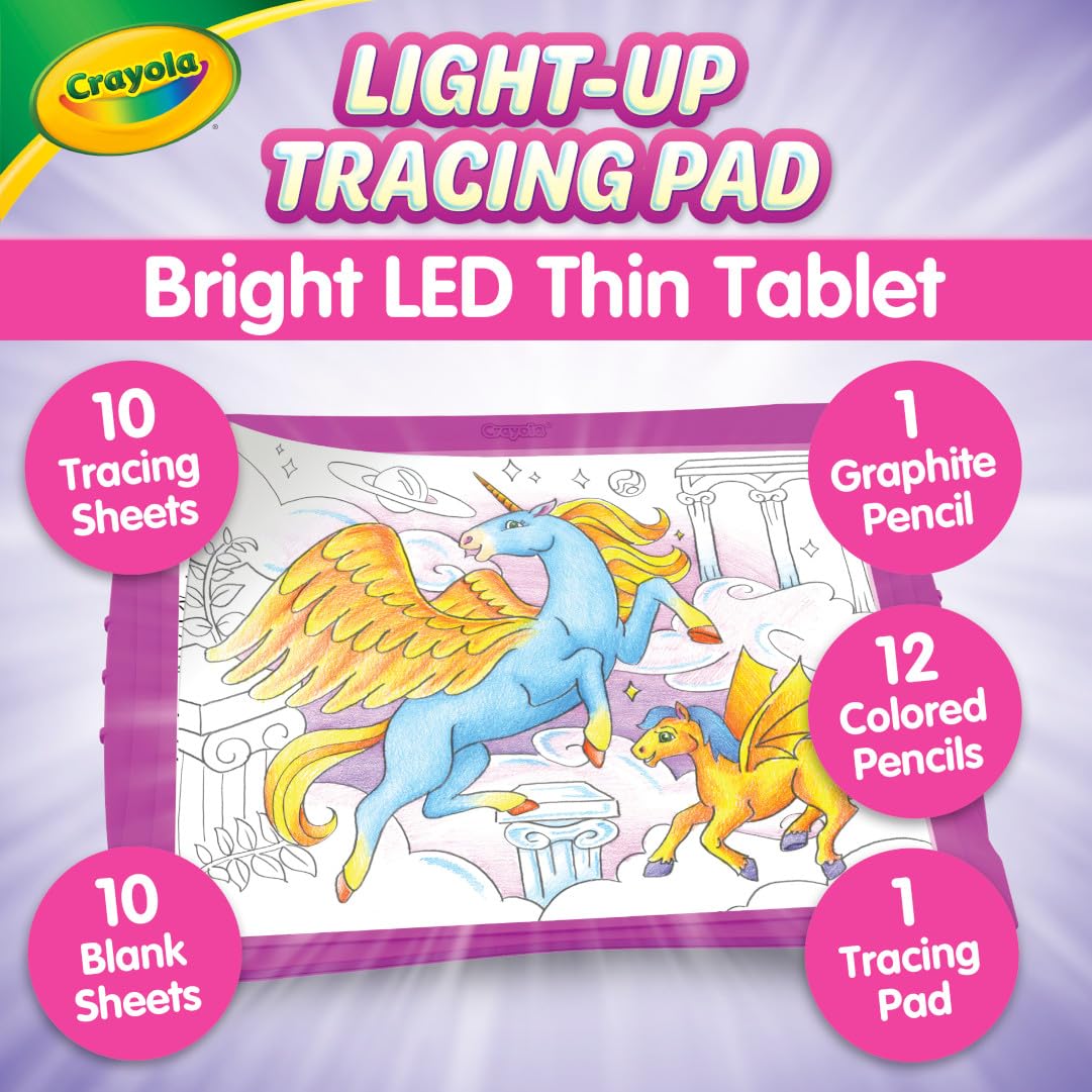 Crayola Light Up Tracing Pad Pink, Best Birthday, Holiday & Christmas Gifts for Girls & Boys, 6, 7, 8 Year Olds, Kids Toys, Light Box Art Kit for Kids [Amazon Exclusive]