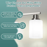 Ascher Bathroom Light Fixtures, 4-Light Vanity Light Over Mirror, Brushed Nickel Wall Sconces with Milky White Frosted Glass Shades, Wall Lamp for Living Room Bedroom, E26 Base(Bulbs Not Included)
